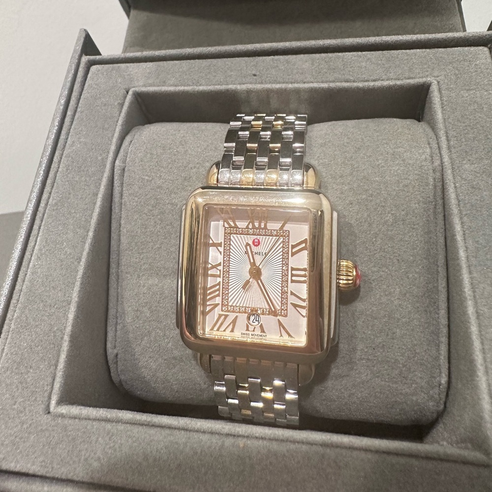 Michele Deco Madison Mid Two-Tone Diamond-Dial Watch